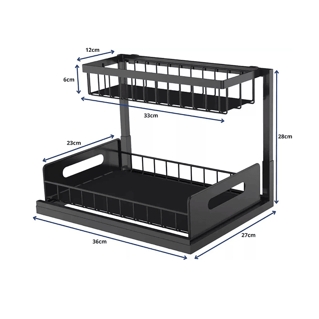 Organizador de acero extraíble de dos niveles 