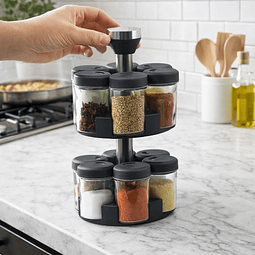 Condimentero giratorio especias 2 niveles X12 gris