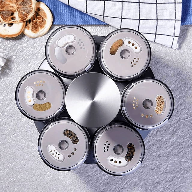 Condimentero giratorio especias 2 niveles X12 gris