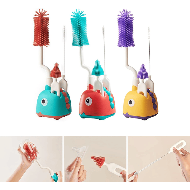 Juego Cepillos Limpiadores de Biberones Silicona 3 en 1 