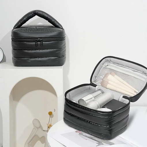 Cosmetiquera acolchada para viaje  - Negro