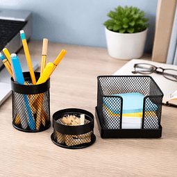 Set Organizador de Escritorio Metálico – 3 Piezas