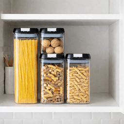 Juego x4 recipientes herméticos para cocina tapa negra contenedor de alimentos