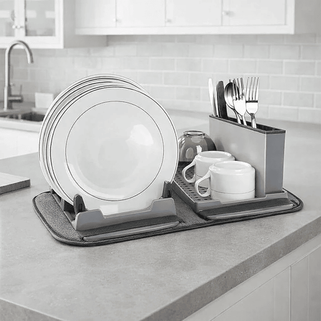 Tapete multifuncional con escurridor para platos y cubiertos