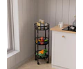 Estante de almacenamiento plegable redondo de 3 niveles con ruedas para cocina 