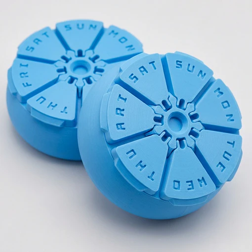 Organizador Semanal de Pastillas - Circular - Azul claro