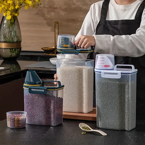 Dispensador y contenedor de alimentos con dosificador grande - Verde