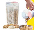 Contenedor Dispensador Granos Cereales Dividido X4 Puestos