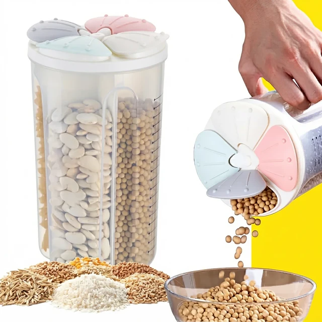 Contenedor Dispensador Granos Cereales Dividido X4 Puestos