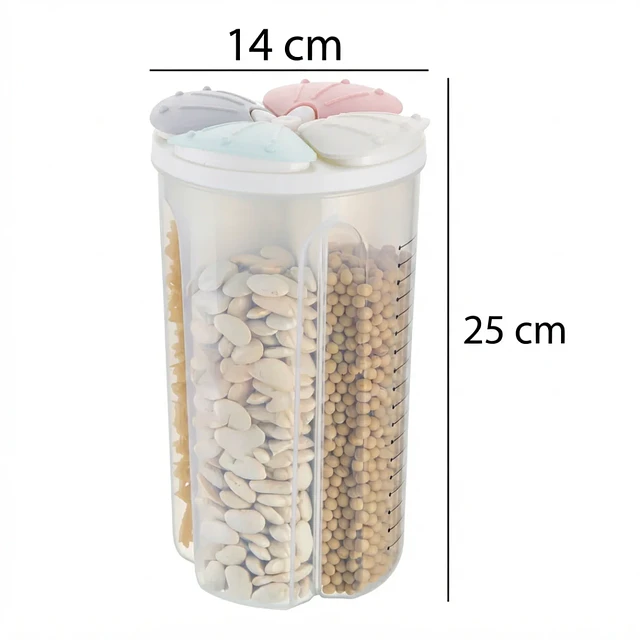 Contenedor Dispensador Granos Cereales Dividido X4 Puestos
