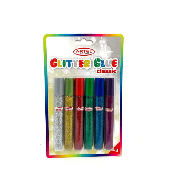 Glitter Glue 3D 6 colores Artel