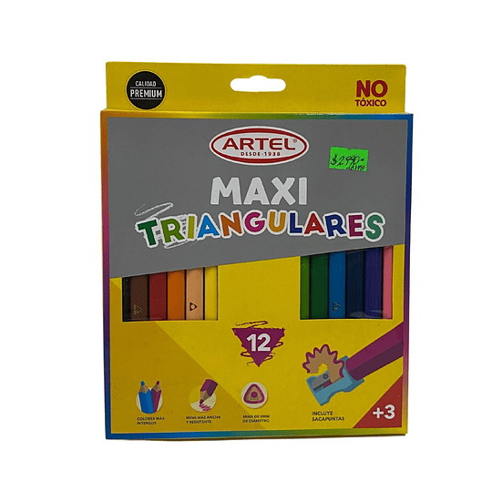 Lápices Artel Maxi Triangulares 12 Colores