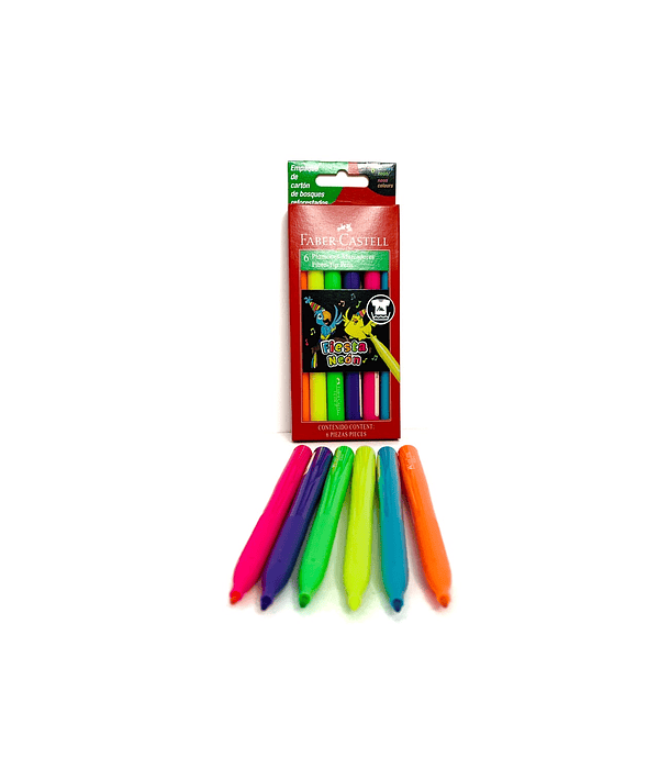 Marcadores Fiesta Neón 6 colores Faber-Castell 