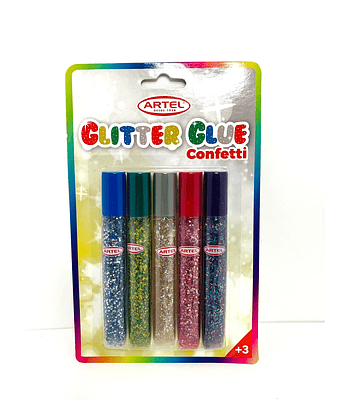 Glitter Glue 3D Confetti 5 colores Artel