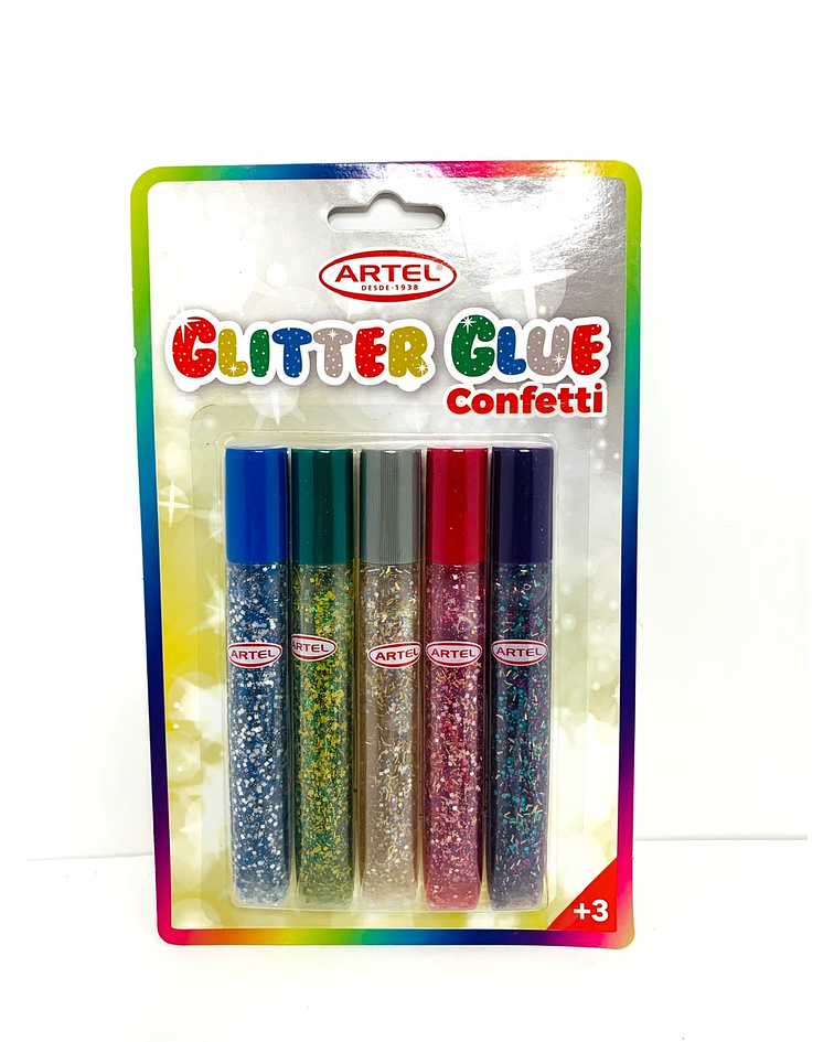 Glitter Glue 3D Confetti 5 colores Artel