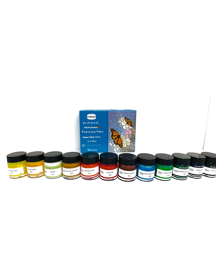 Pintura de Vidrio Profesional 12 colores, 30 ml Hand