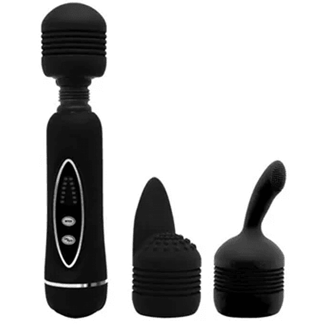 Estimulador Power Wand negro con accesorios