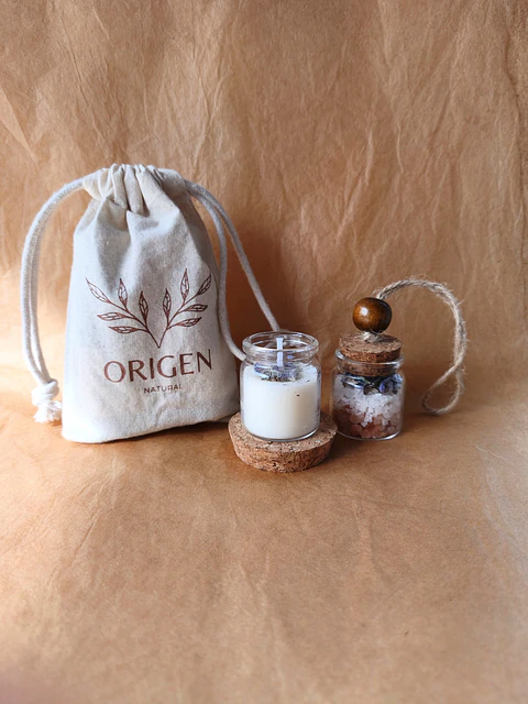 OBSEQUIOS PERSONALIZADOS FRASCO MIX DE SALES + FRASCO VELA DE SOYA