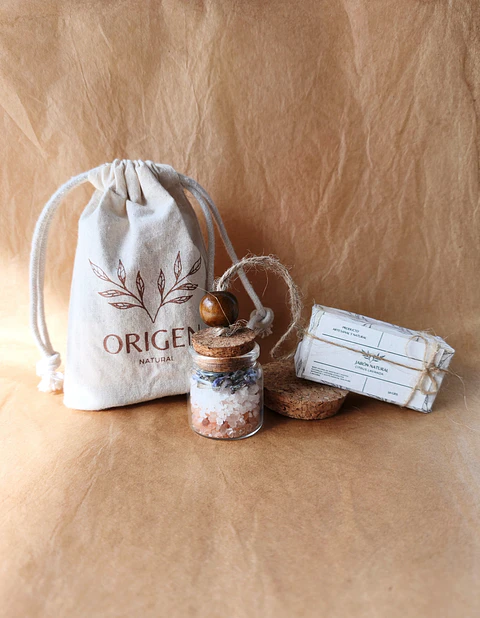 OBSEQUIOS PERSONALIZADOS FRASCO MIX DE SALES + JABÓN CORPORAL