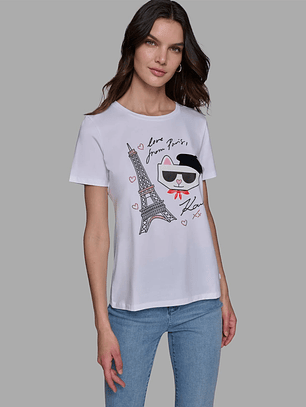 CAMISETA KARL CHOUPETTE IN PARIS BLANCA