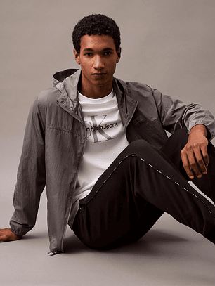 SUDADERA FLEECE PIPING LOGO NEGRO