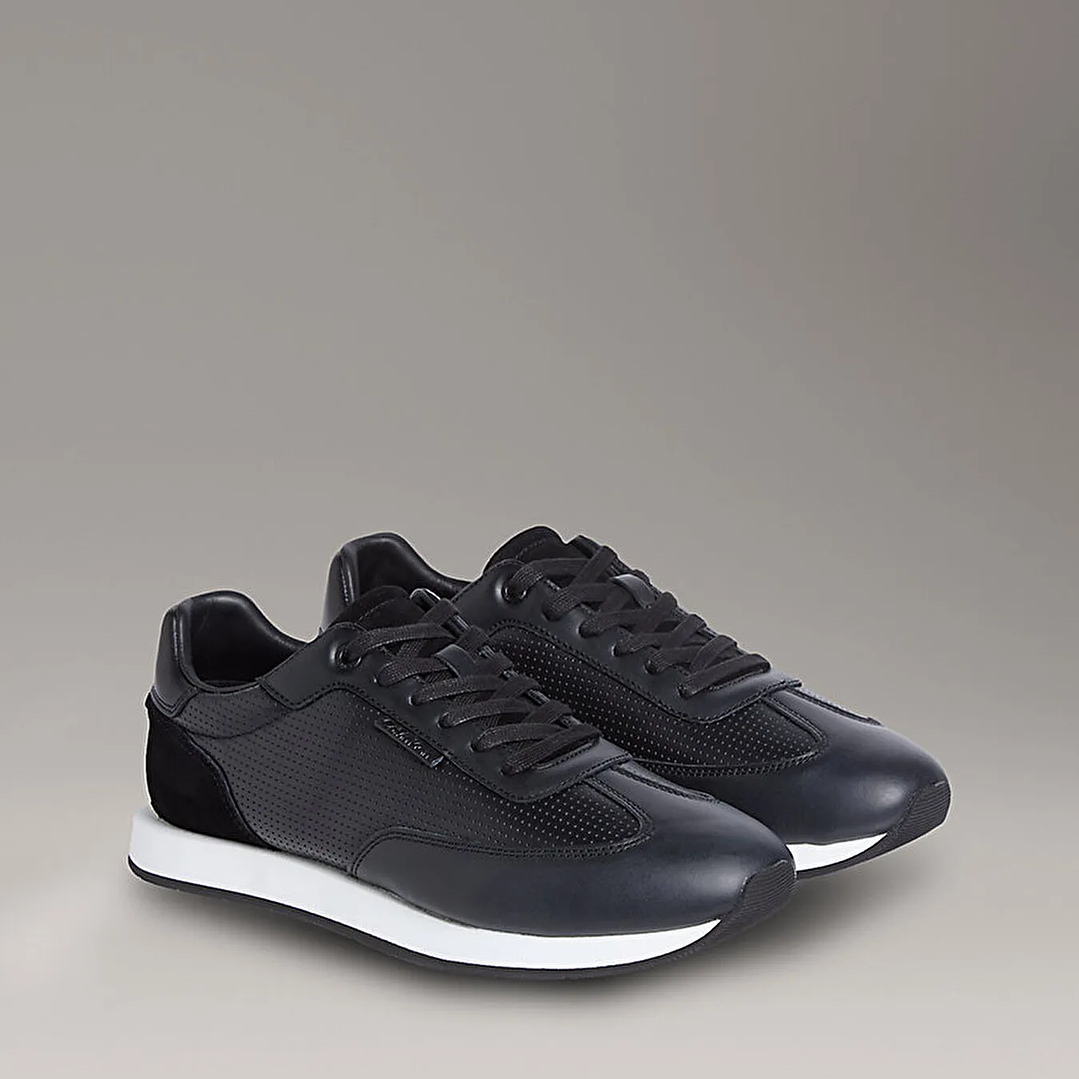 CK LOW PROF RUNN LACEUP PERF LETH BLACK-WHITE 1