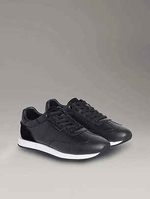 CK LOW PROF RUNN LACEUP PERF LETH BLACK-WHITE