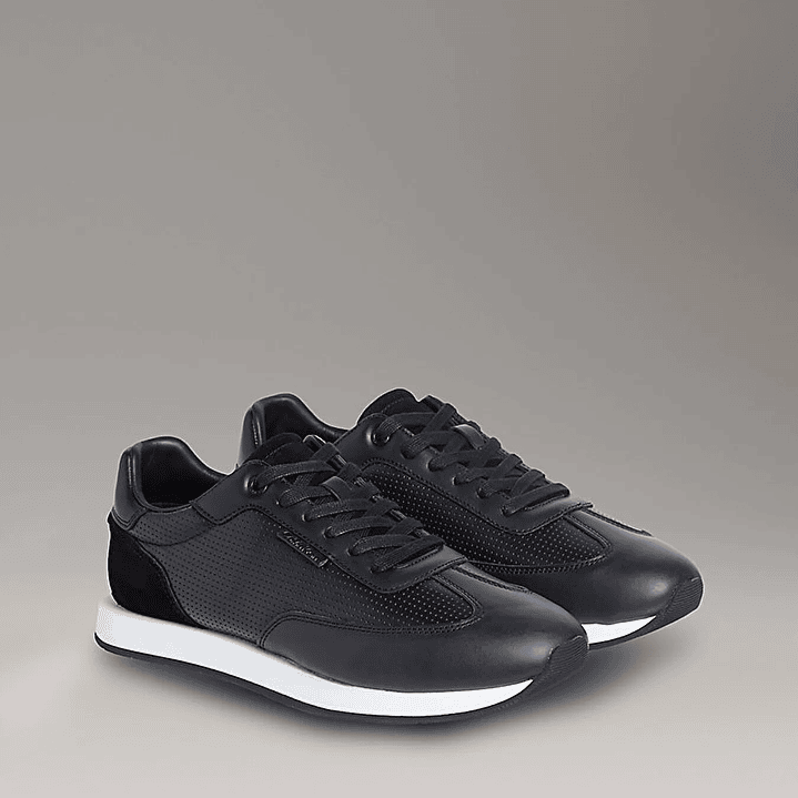 CK LOW PROF RUNN LACEUP PERF LETH BLACK-WHITE 1