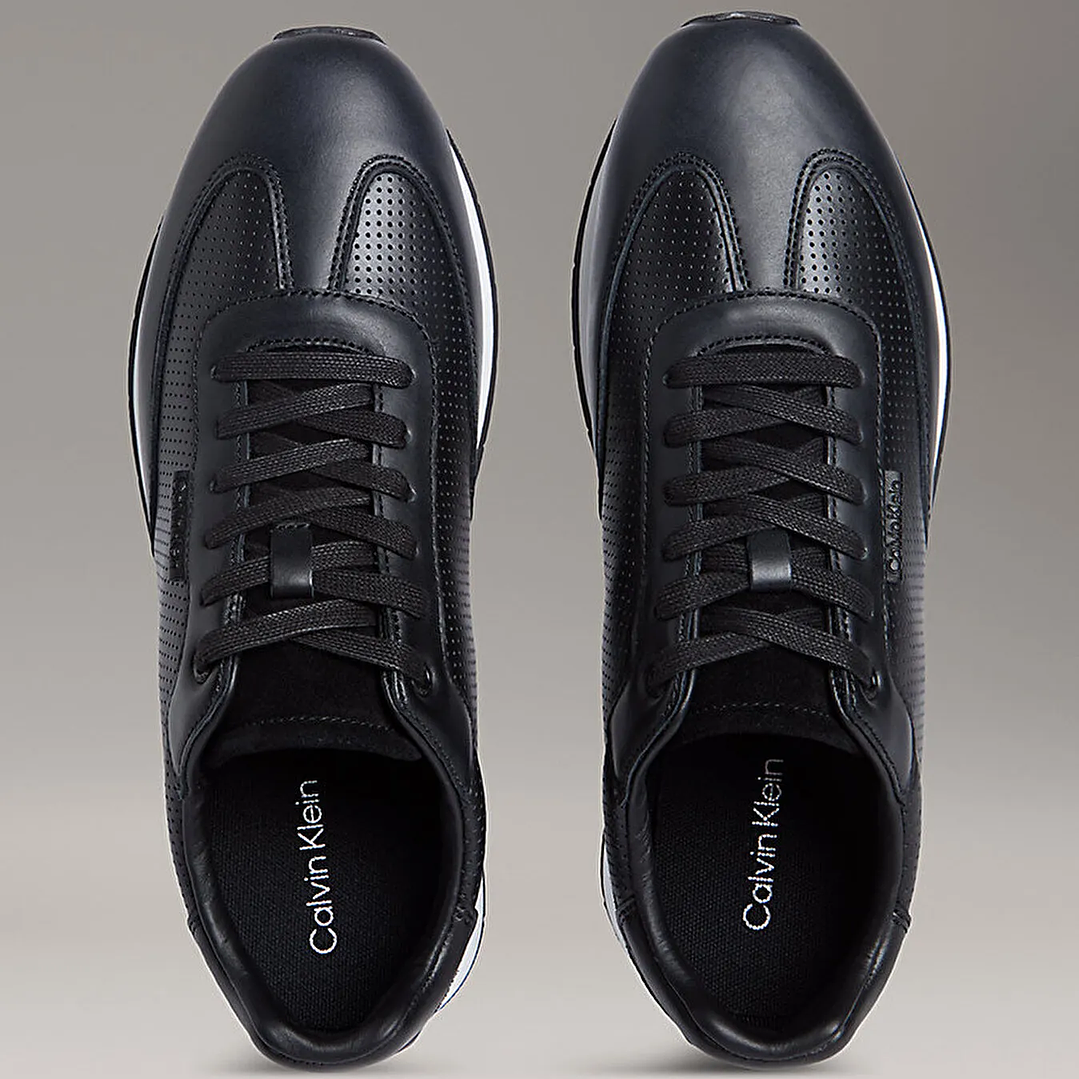CK LOW PROF RUNN LACEUP PERF LETH BLACK-WHITE 5