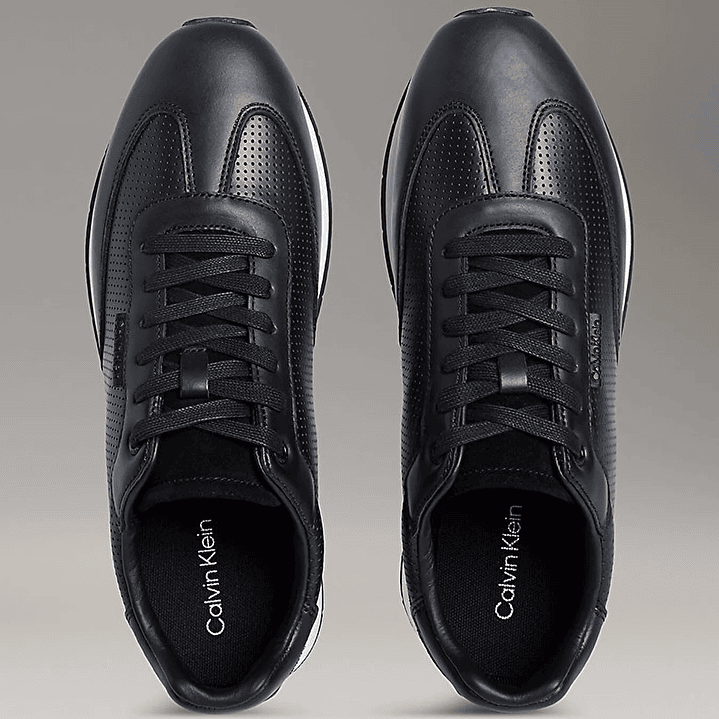 CK LOW PROF RUNN LACEUP PERF LETH BLACK-WHITE 5