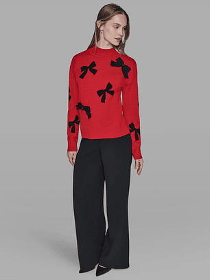 KARL 3D BOW SWEATER RED