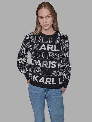 KARL LOGO EMBELLISHED SWEATER BLACK