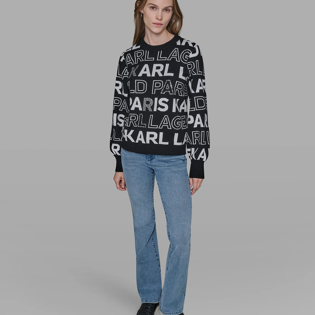 KARL LOGO EMBELLISHED SWEATER BLACK 2