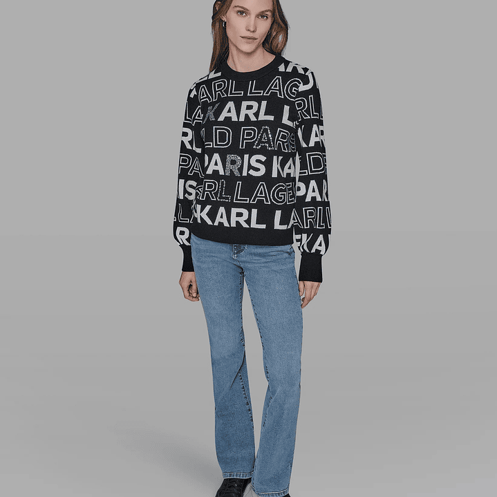 KARL LOGO EMBELLISHED SWEATER BLACK 2