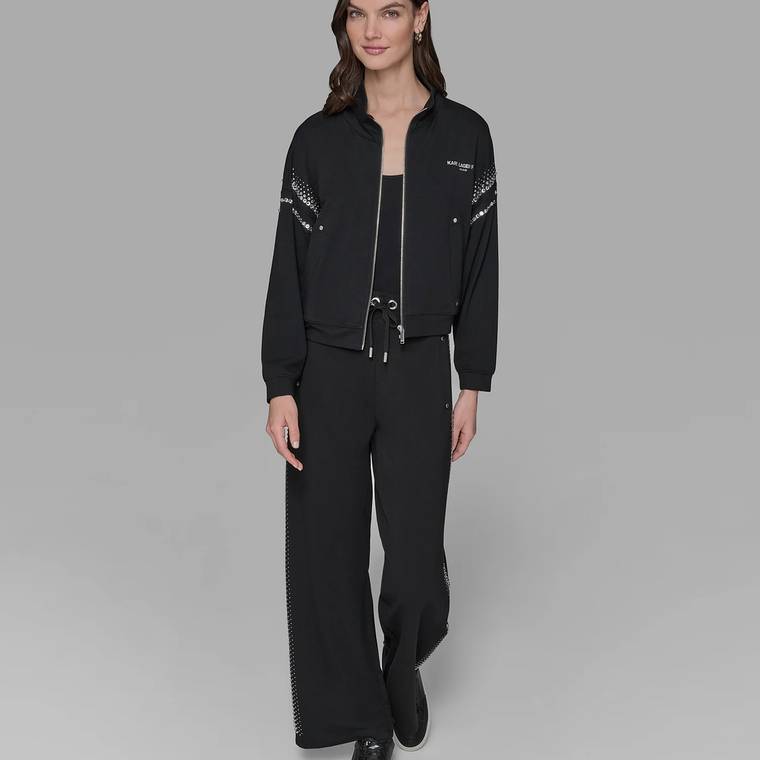 CHAQUETA RHINESTONE TRIM TRACK 1