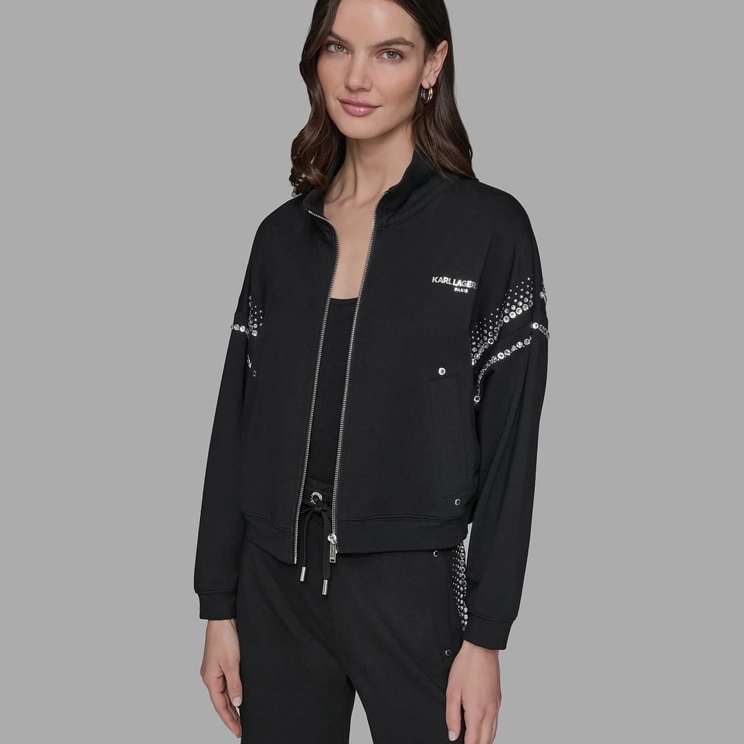 CHAQUETA RHINESTONE TRIM TRACK 3