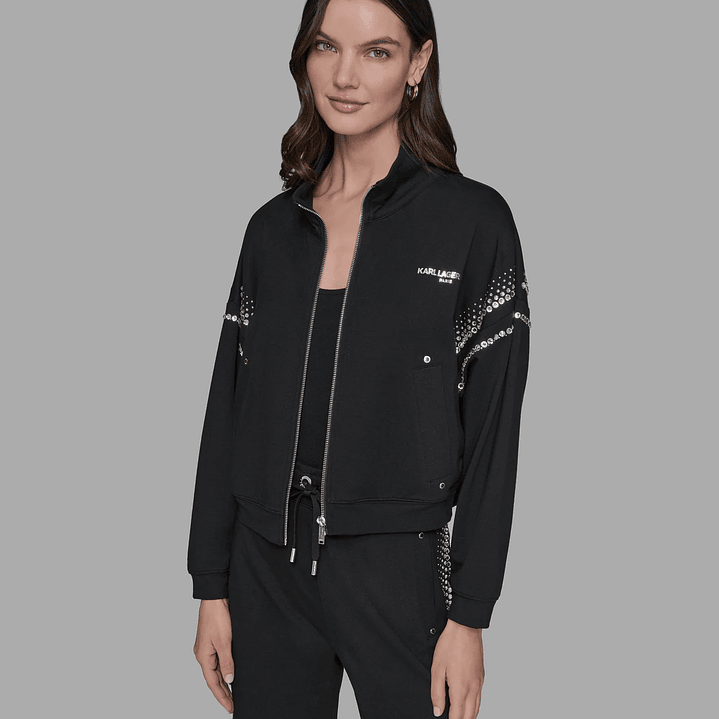 CHAQUETA RHINESTONE TRIM TRACK 3