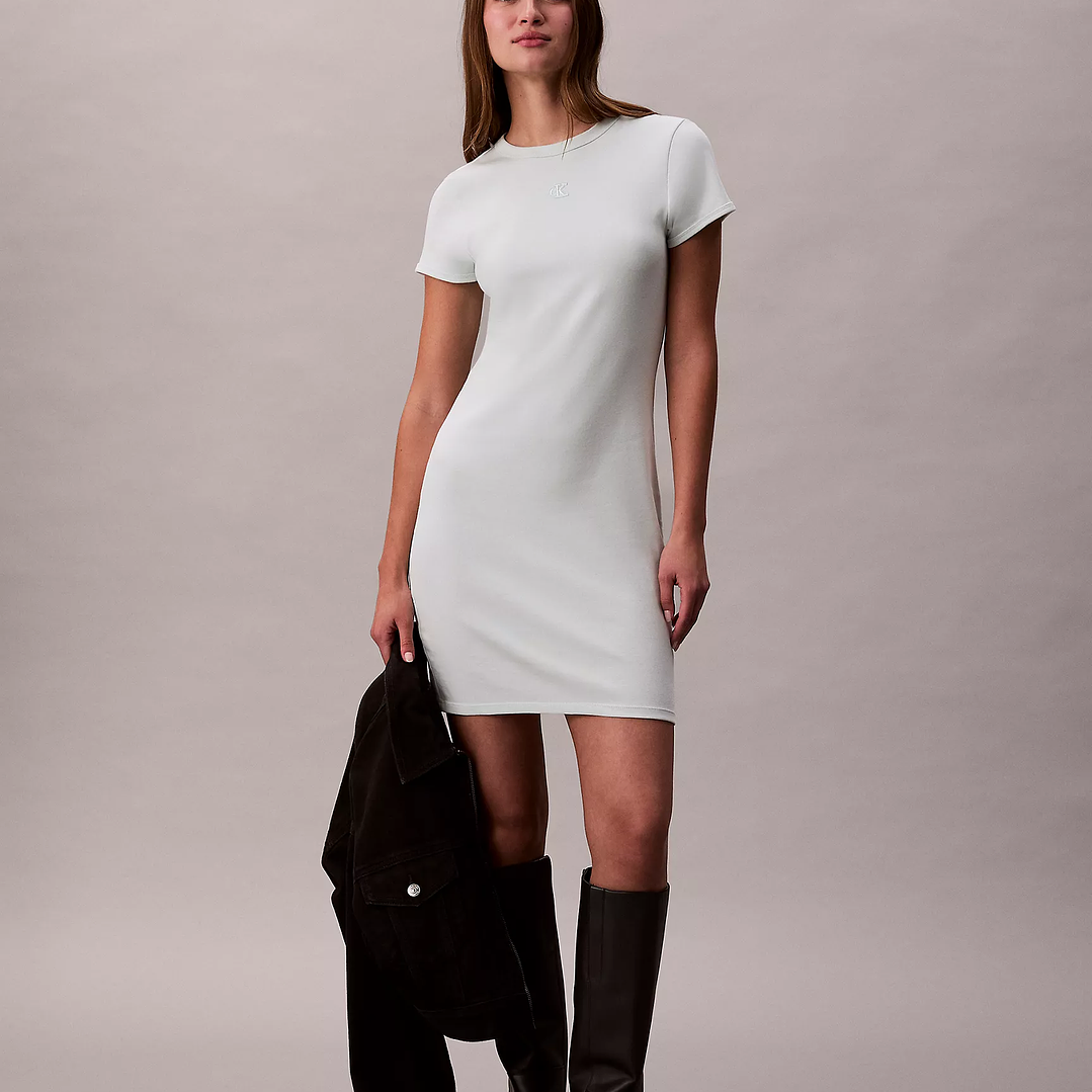 CK VESTIDO CONTOUR RIB GREEN 4