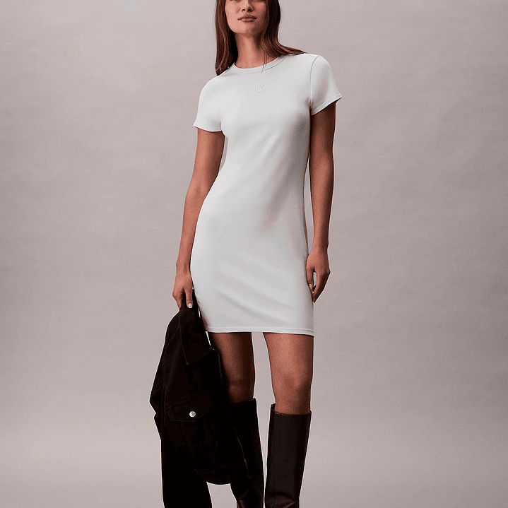 CK VESTIDO CONTOUR RIB GREEN 4