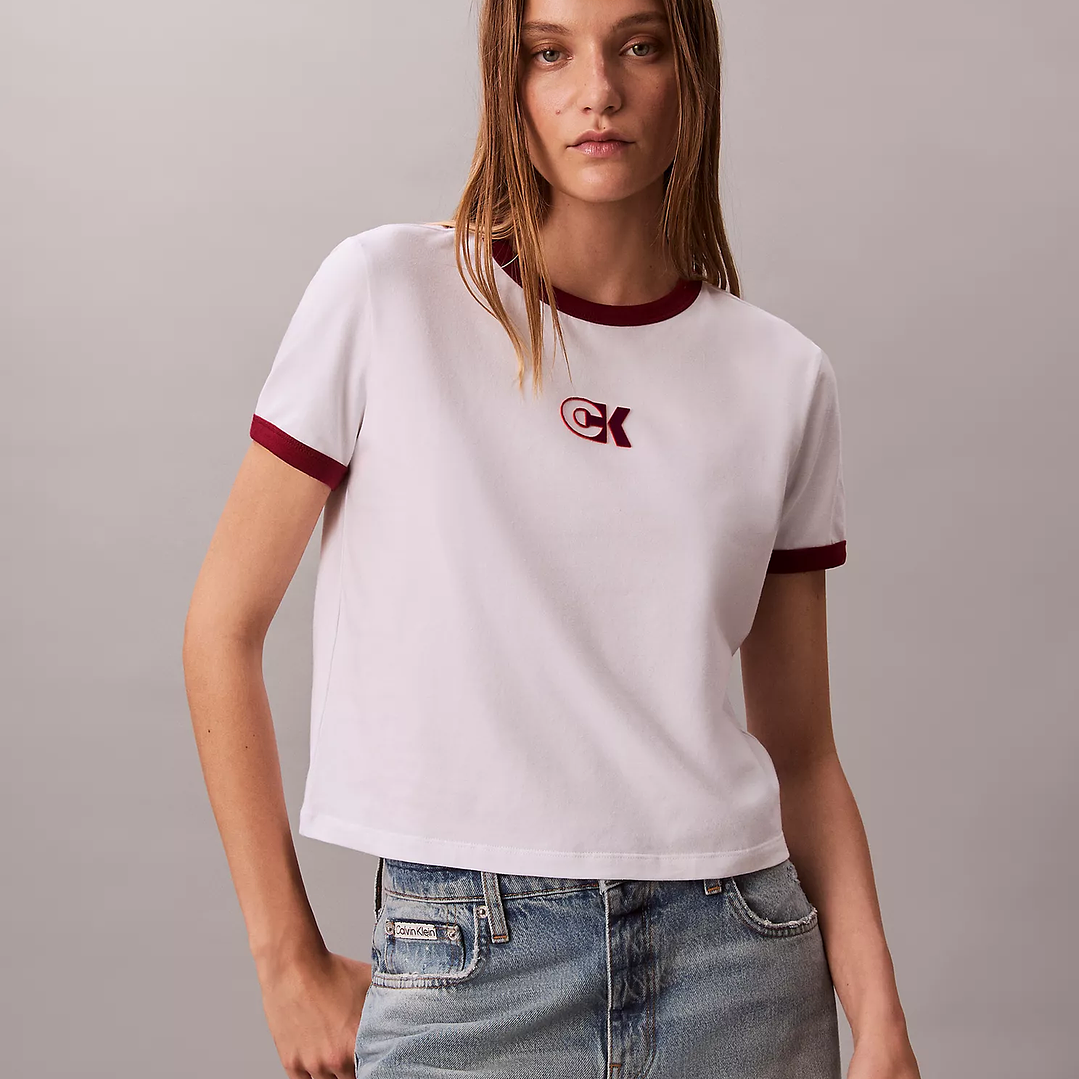 CK CAMISETA MONOGRAM RINGER WHITE-RED 2