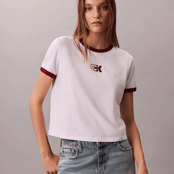 CK CAMISETA MONOGRAM RINGER WHITE-RED 2