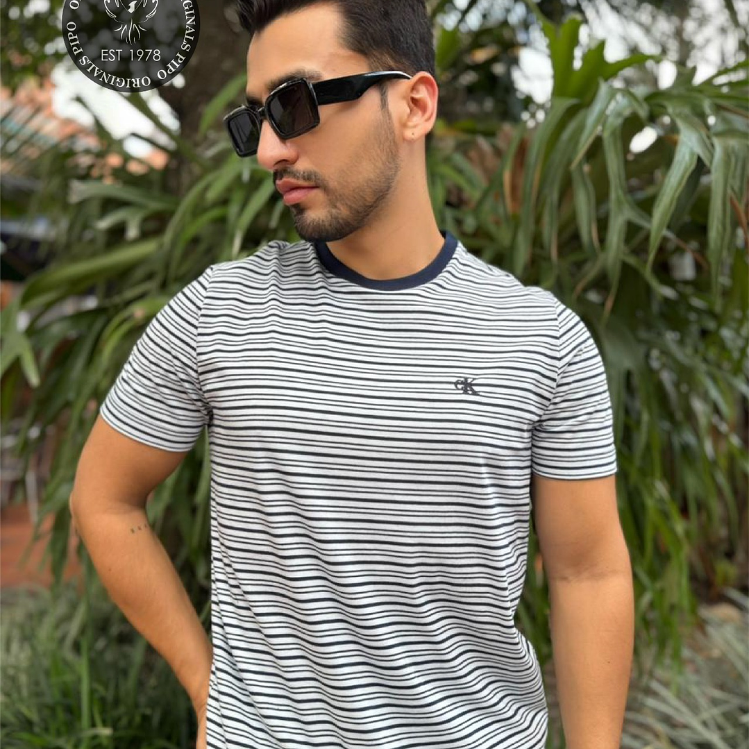 CK CAMISETA RAYADED WHITE-NAVY 1