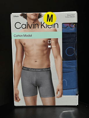 CK BÓXER PACK X3 COTTON MODAL TRIPLE BLUE