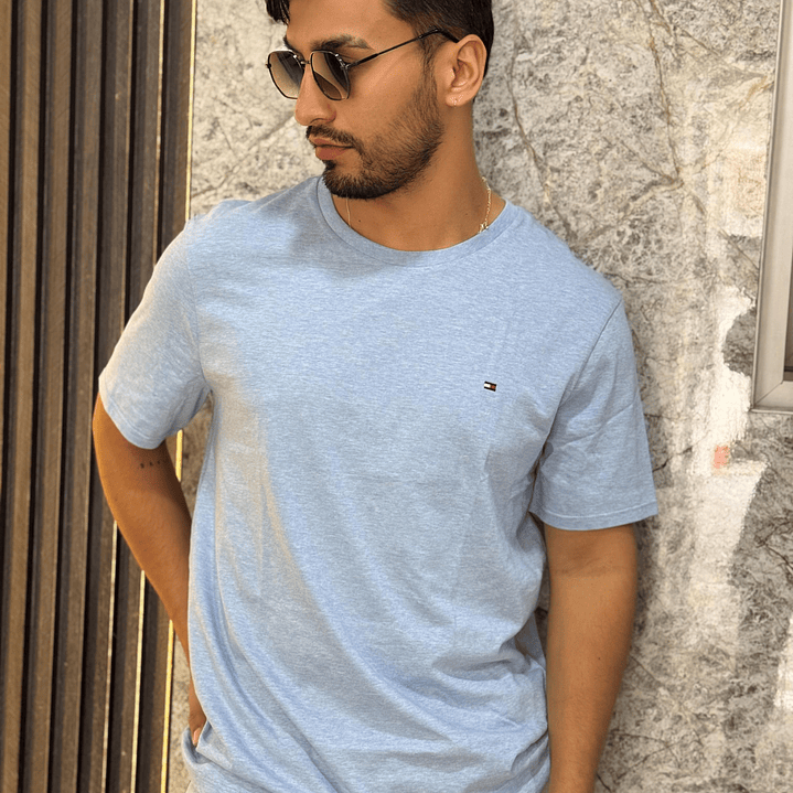 CAMISETA TH CLÁSICA AZUL JASPEADO 1