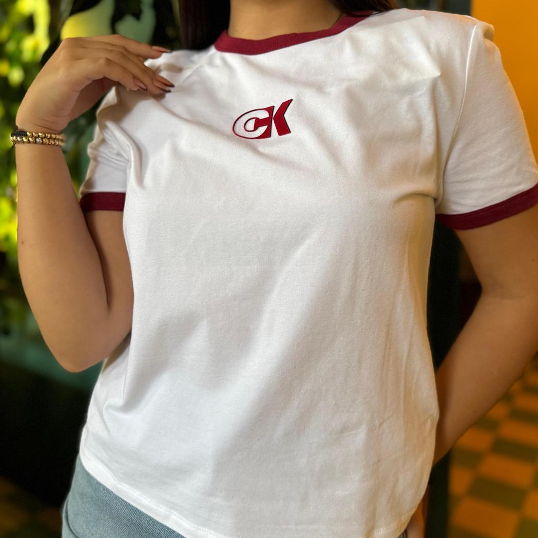 CK CAMISETA MONOGRAM RINGER WHITE-RED 2