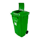 Caneca de Basura Institucional Verde de 120 litros con tapa y ruedas 5