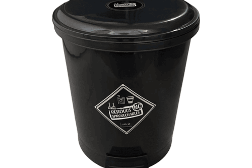 Caneca de basura / Papelera negra de 13 litros con pedal