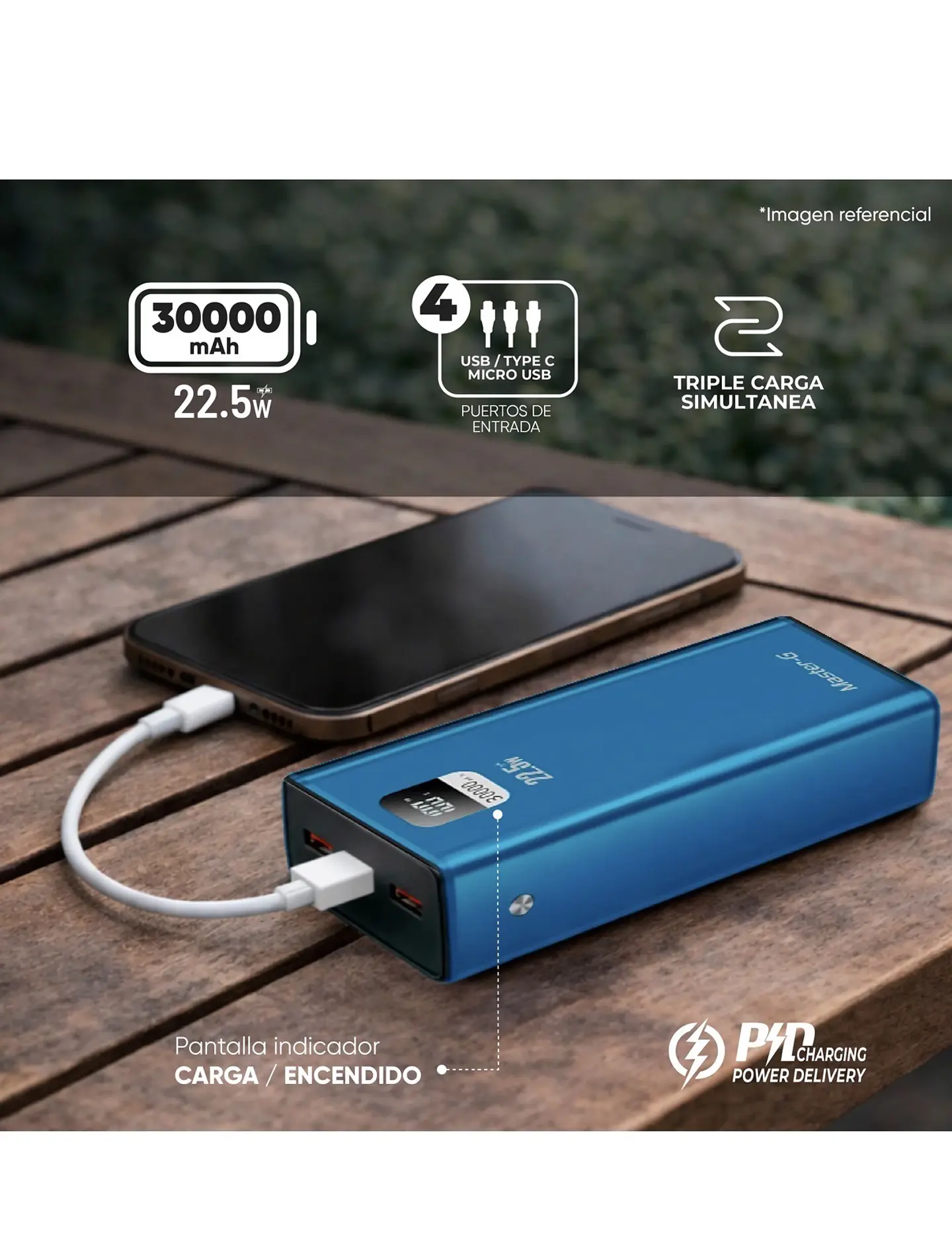 Batería 30000 Mah 22.5W Power Delivery Master-G 2