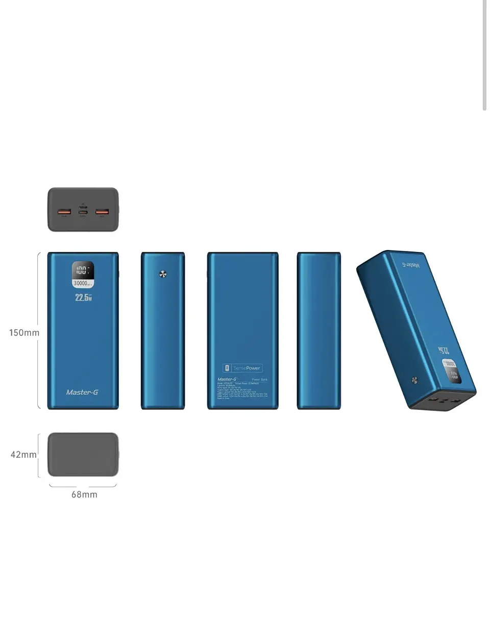 Batería 30000 Mah 22.5W Power Delivery Master-G 5