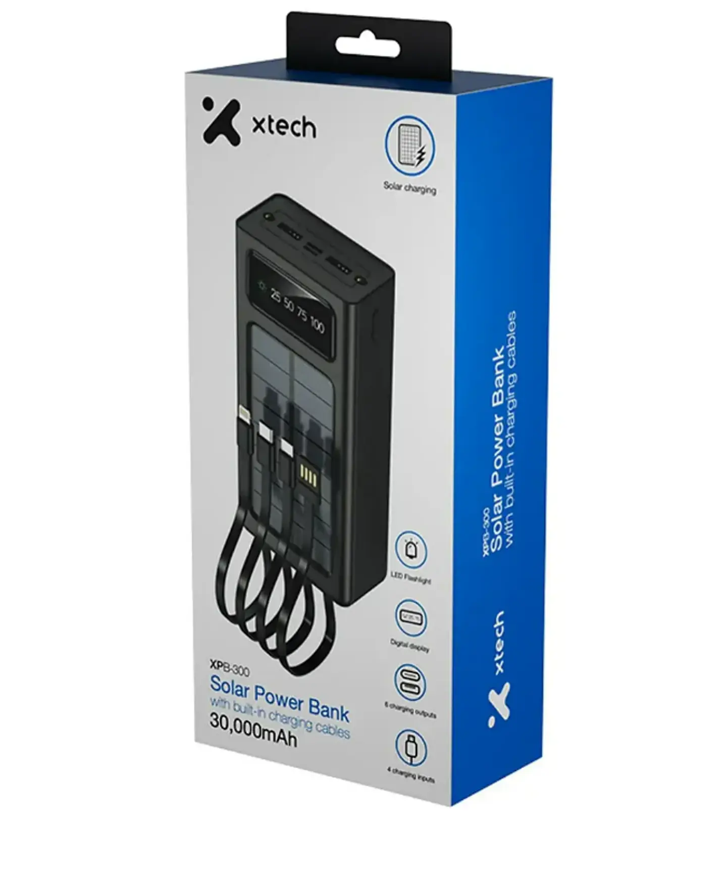 Powerbank Carga Rapida Xtech Solar 30000 Mah con Linterna Led 5